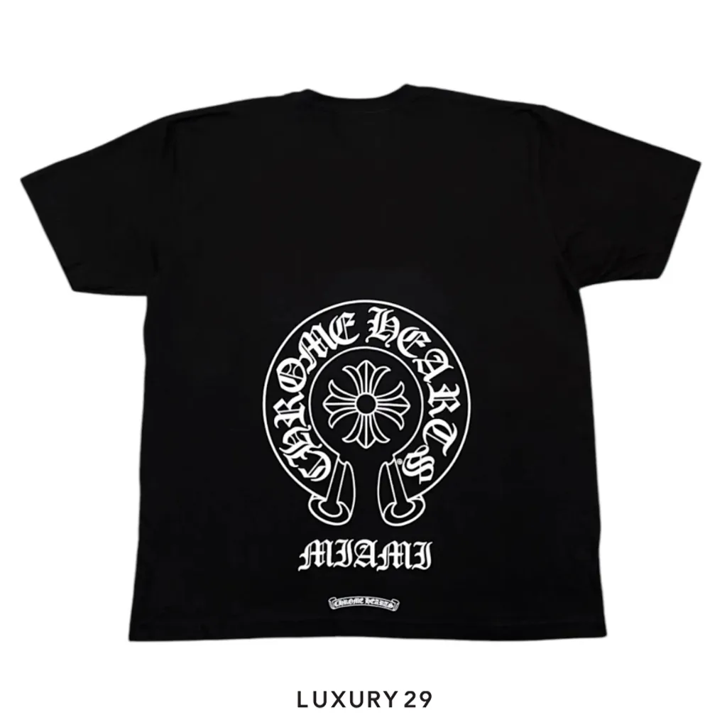 Chrome Hearts Miami Exclusive Horsehoe Logo Pocket Short Sleeve Tee Shirt Black(S, Black)
