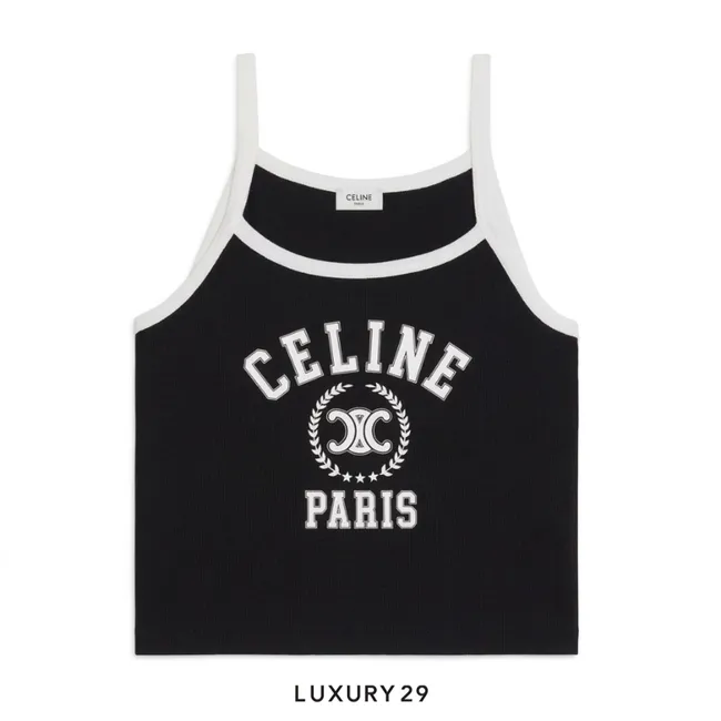 Celine Paris Tank Top In Cotton Jersey VINTAGE Black White