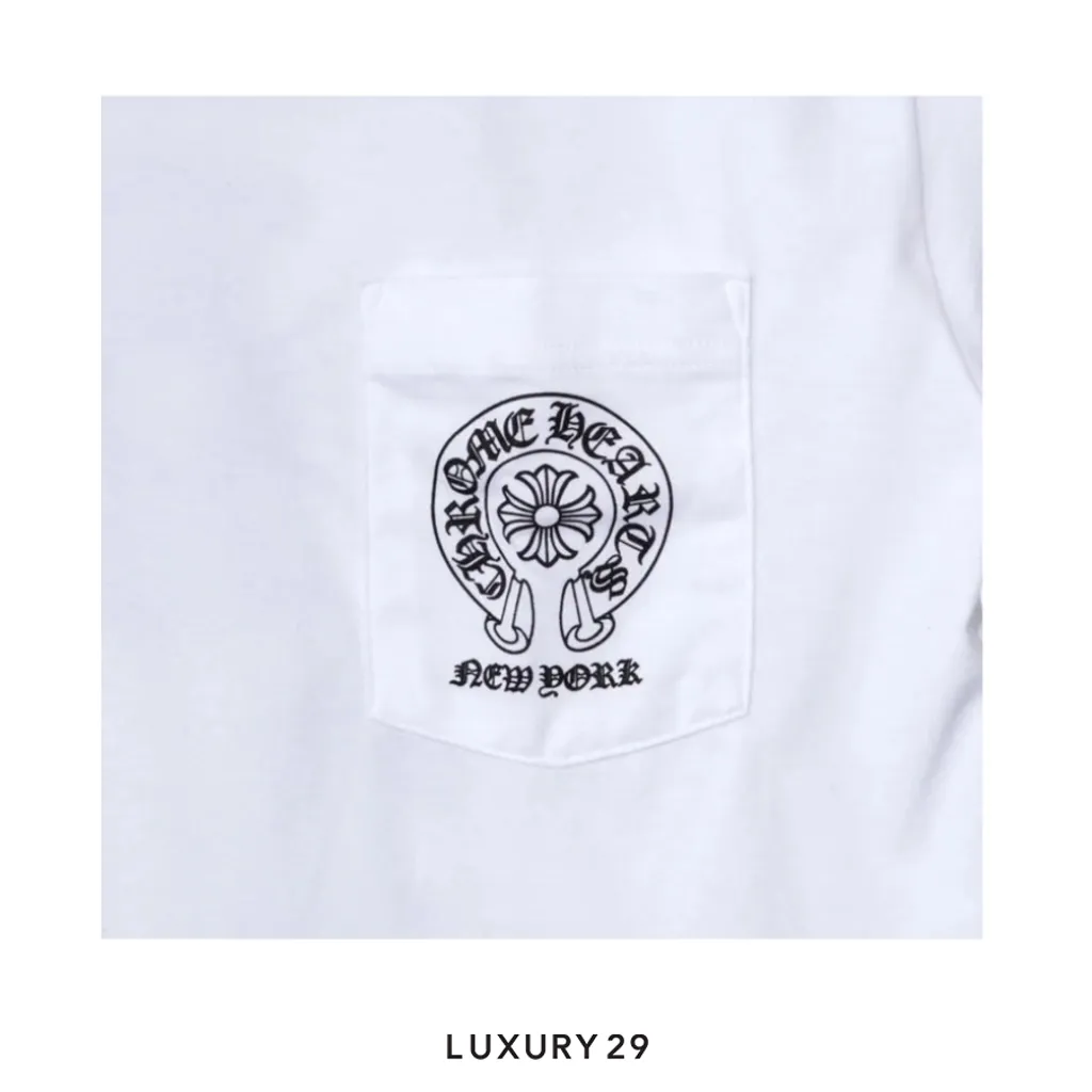 Chrome Hearts New York Exclusive Horseshoes Pocket logo T-shirt White(M, White)