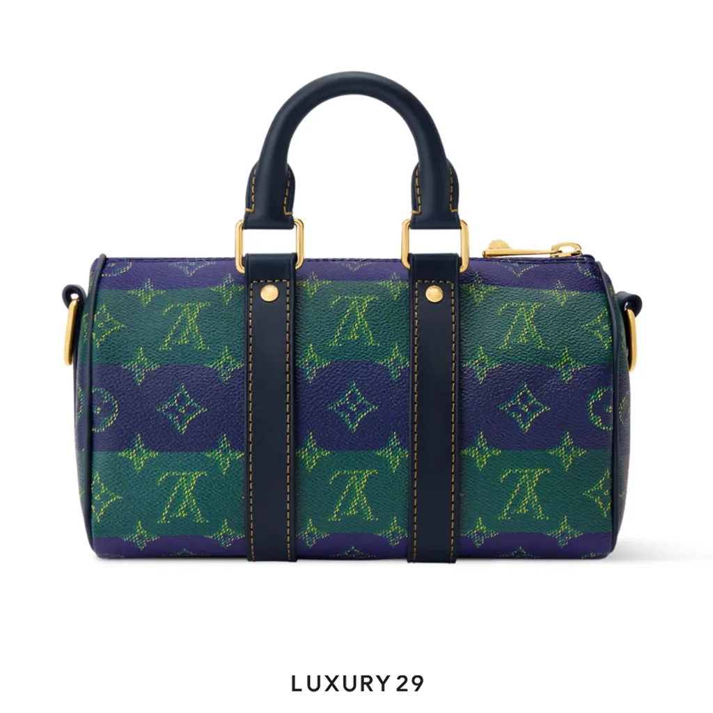 Louis Vuitton LV Keepall Bandouliere 25 Bag Blue Stripes(Small, Blue)