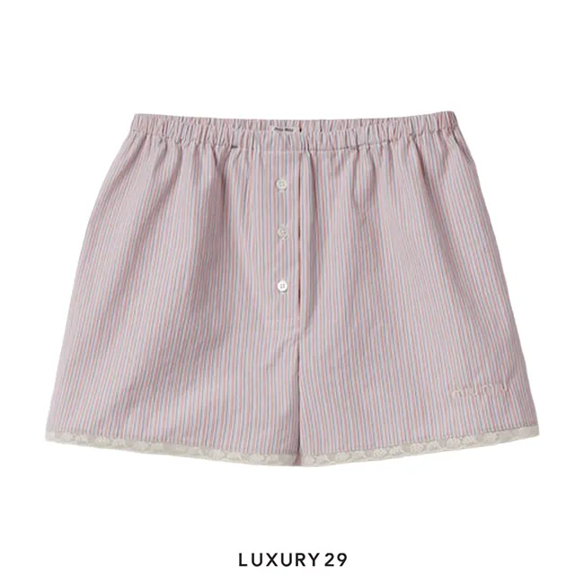 MIU MIU Striped cotton boxers Coral/White