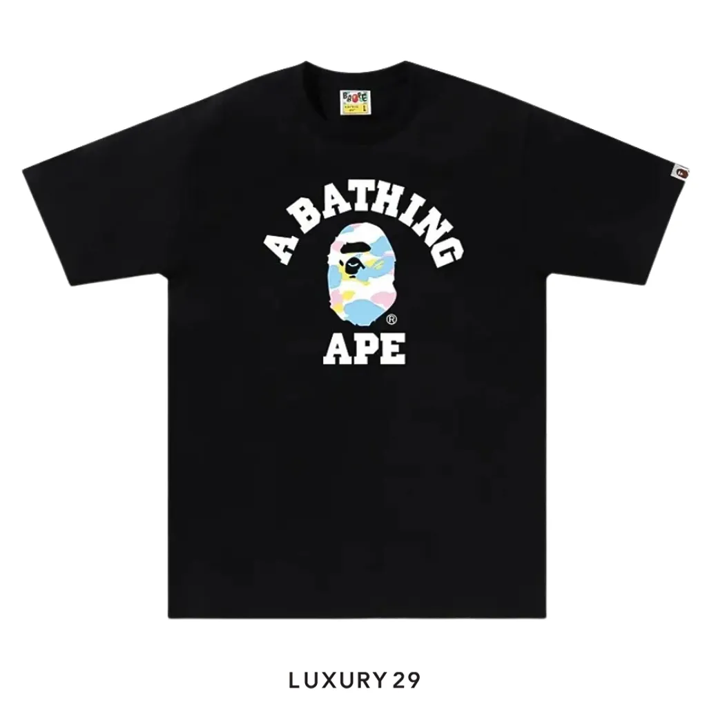 A Bathing Ape BAPE New Multi Camo College Tee Black(S, Black)