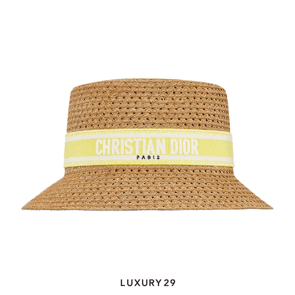 Dior Dioriviera D-Bobby Small Brim Hat Straw with Lemon
