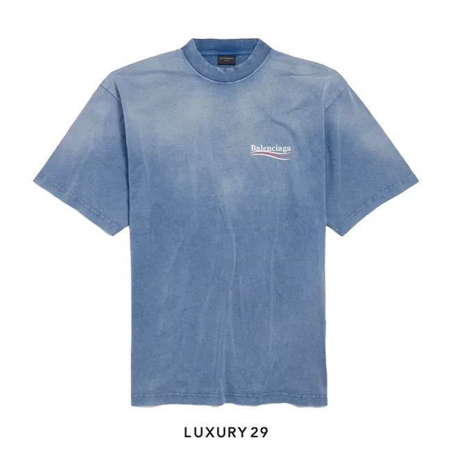 Balenciaga Men's Political Campaign T-shirt Medium Fit in Faded Blue/white/red