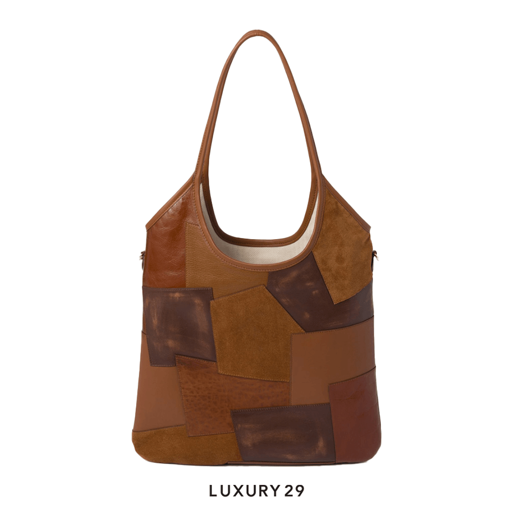 Miu Miu IVY Leather Patchwork Bag Cognac(Medium, Brown)