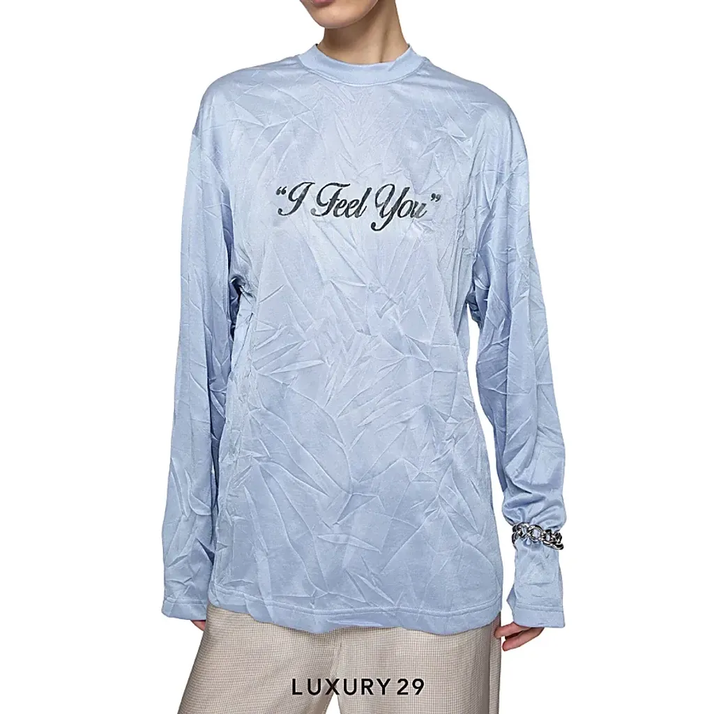 Acne Studios Crinkled graphic t-shirt Powder Blue(M/S, Blue)