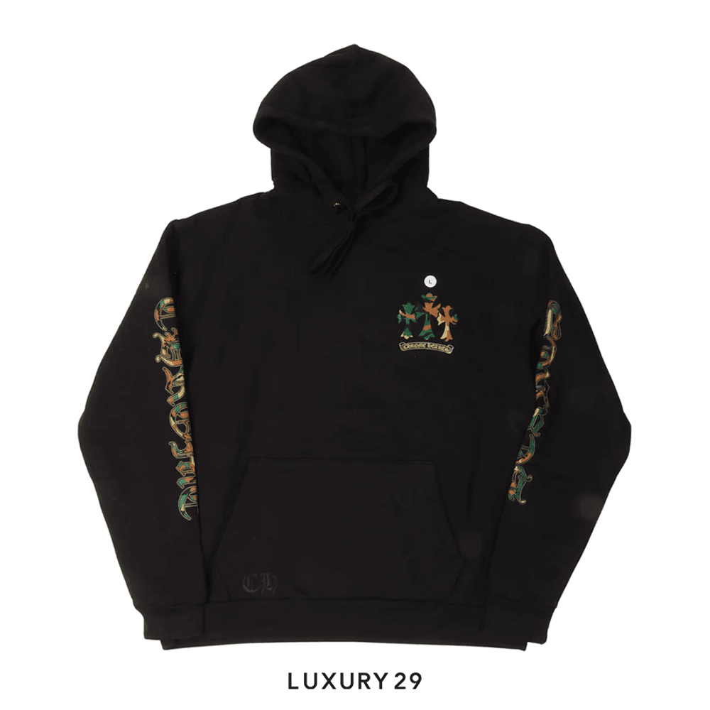 Chrome Hearts Camouflage Cemetery Cross Pullover Hoodie Black