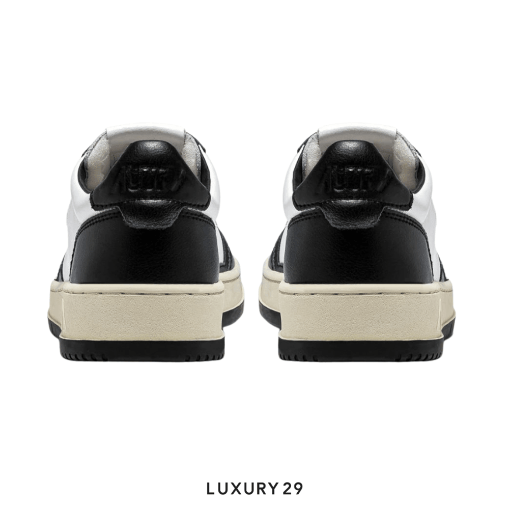 AUTRY SNEAKERS WOMAN MEDALIST LOW SNEAKERS IN TWO-TONE LEATHER COLOR WHITE AND BLACK(M)(40, Black)