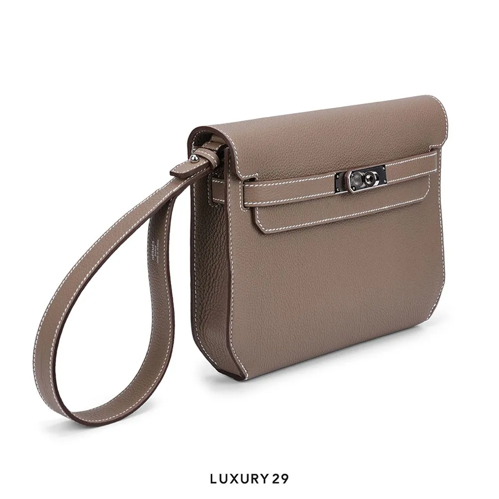 Hermes Kelly depeches 25 Pouch Etoupe(Small, Brown)