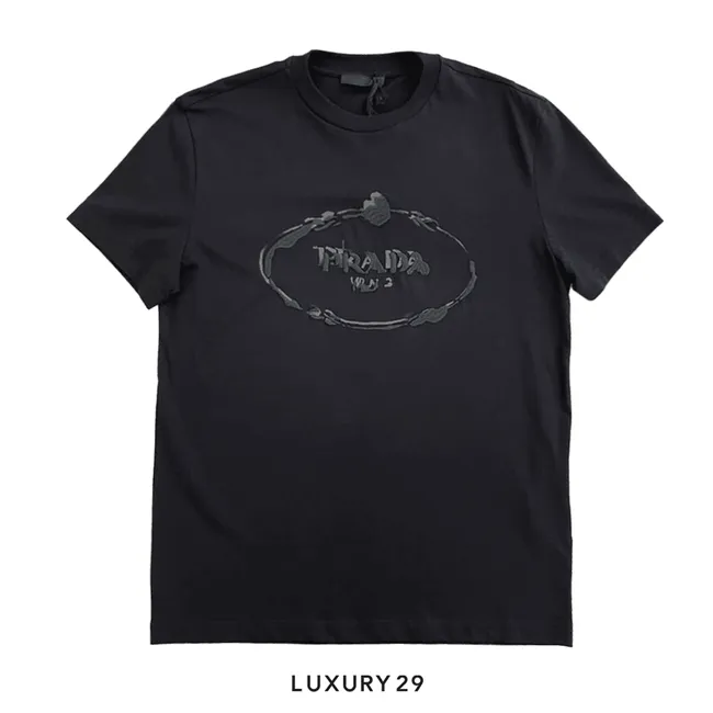 Prada Girocollo MC Jersey + Ricamo Nero