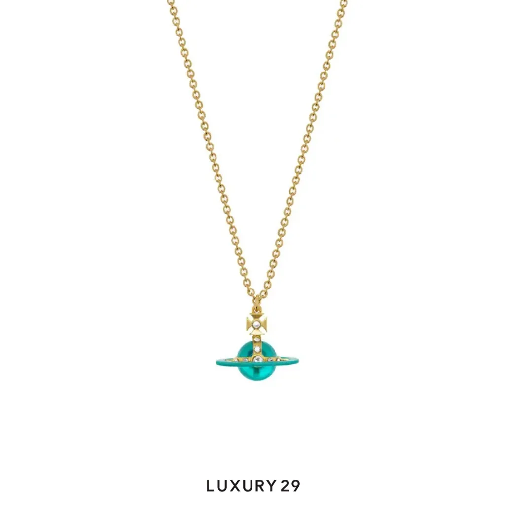 Vivienne Westwood Petite Original Orb Pendant Gold-Green Transparent Light Mint Enamel-Light(Free Size, Green)