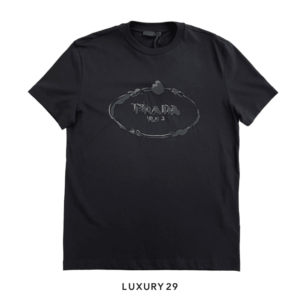 Prada Girocollo MC Jersey + Ricamo Nero Prada Girocollo MC Jersey + Ricamo Nero