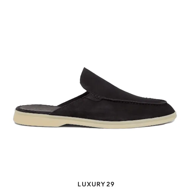 Loro Piana Babouche Walk Loafers Suede Ink