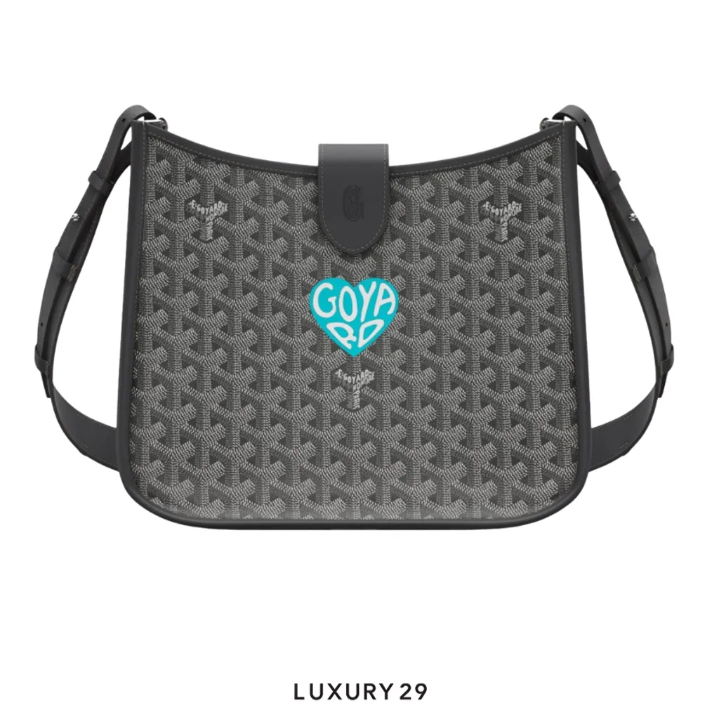 Goyard Musette bag Grey Hand-Painted Lucky Clover Turquoise(Small, Grey)