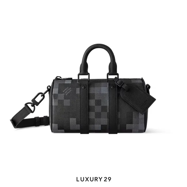 Louis Vuitton LV Keepall Bandouliere 25 Damoflage Black coated canvas