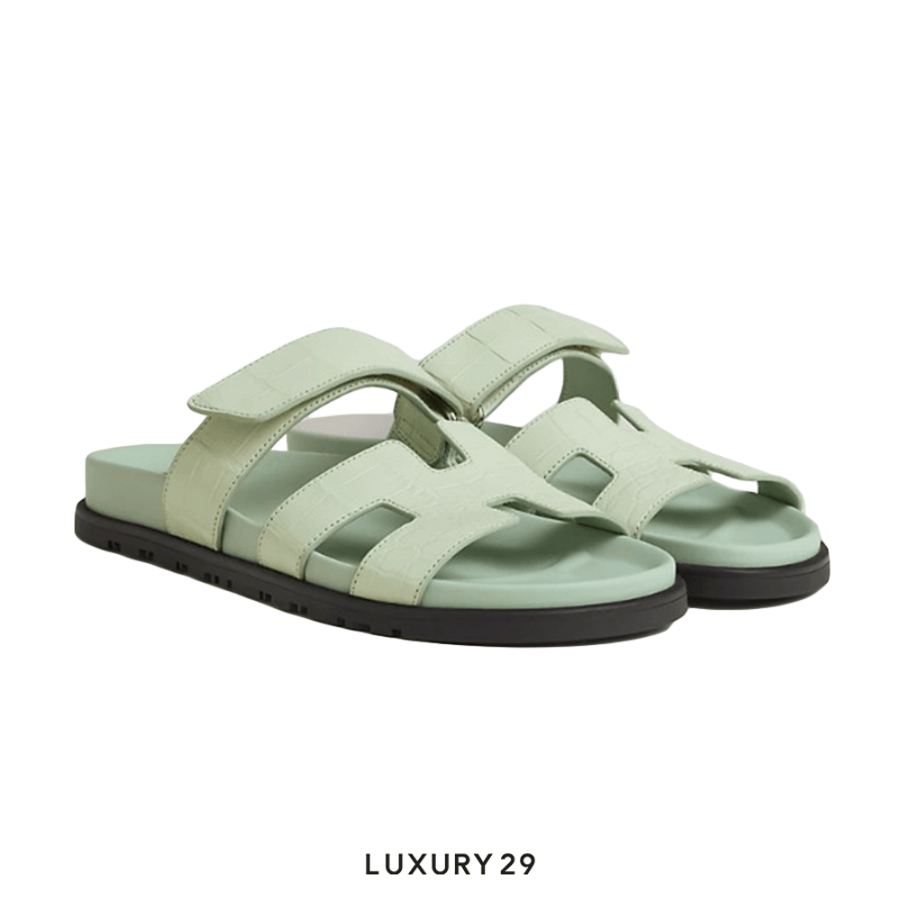 Hermes Sandal Femme Chypre Alli Missi Brilliant Vert(38.5, Green)