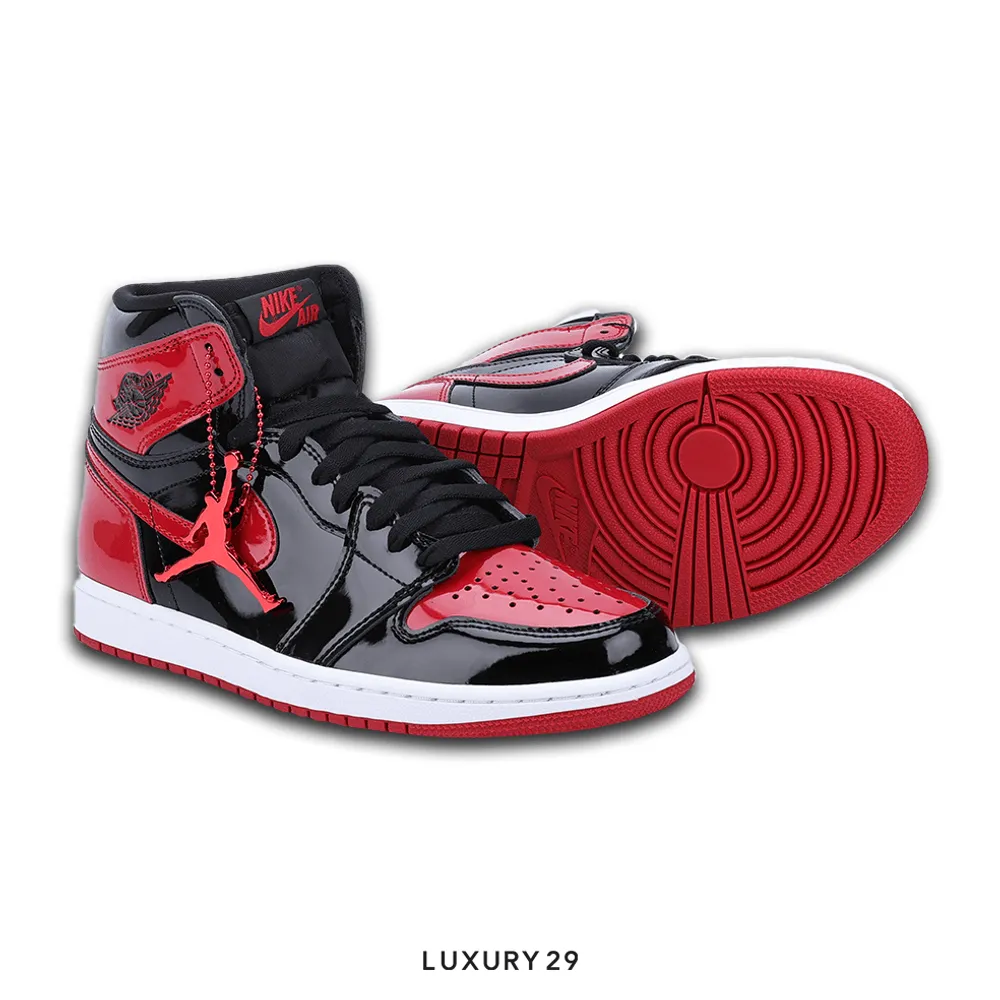 Nike Jordan 1 Retro High OG Patent Bred(40, Red)