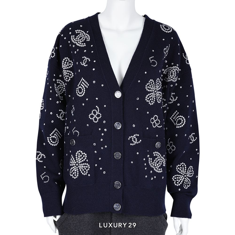 Chanel CARDIGAN 40 NAVY(L, Blue)