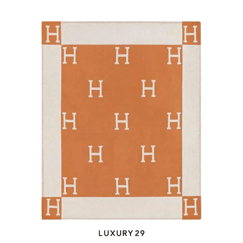 Hermes Avalon throw blanket Ecru / Potiron(Free Size, Brown)