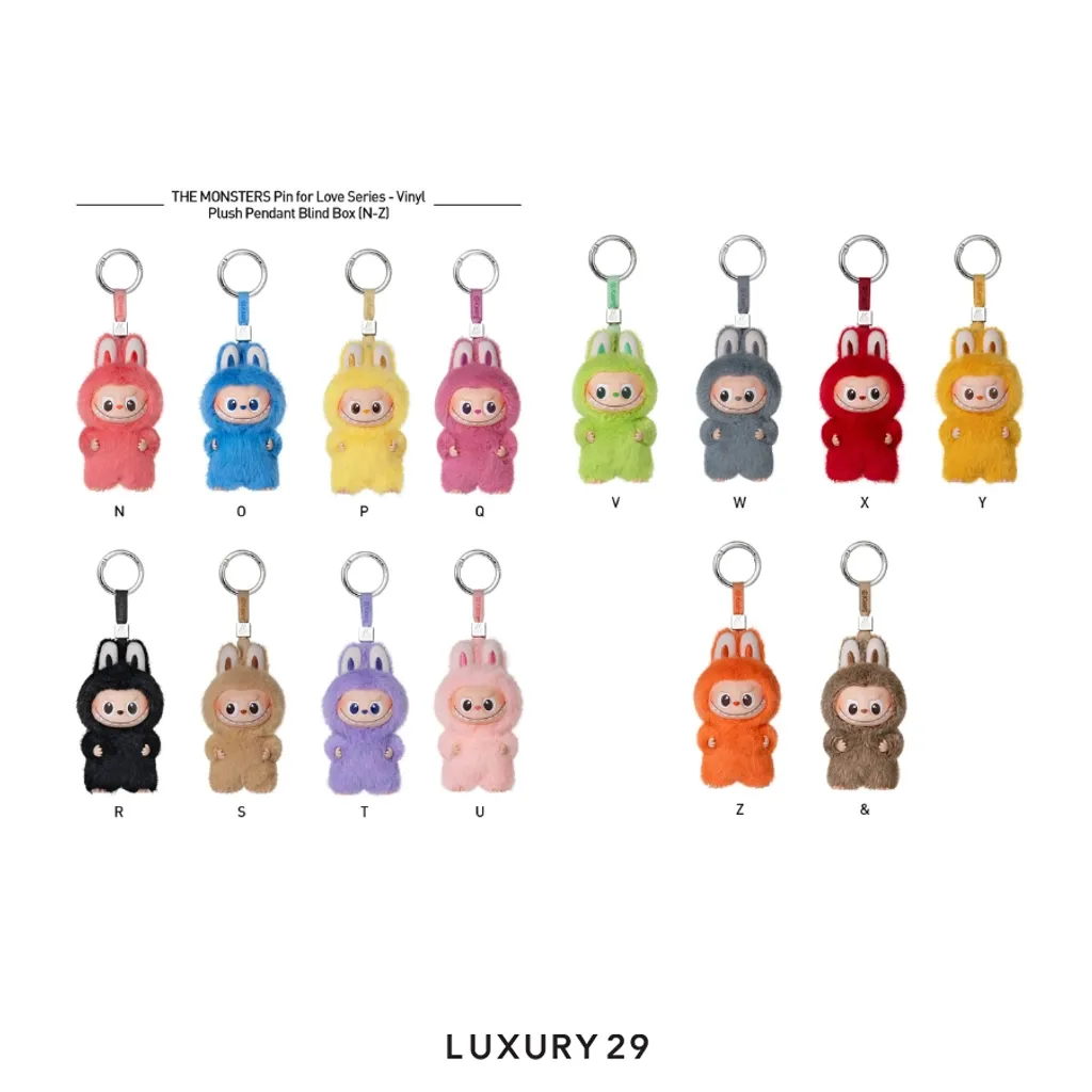 Pop Mart THE MONSTERS - Pin For Love Series Vinyl Plush Pendant Blind Box (N-Z)(Small, Multicolour)