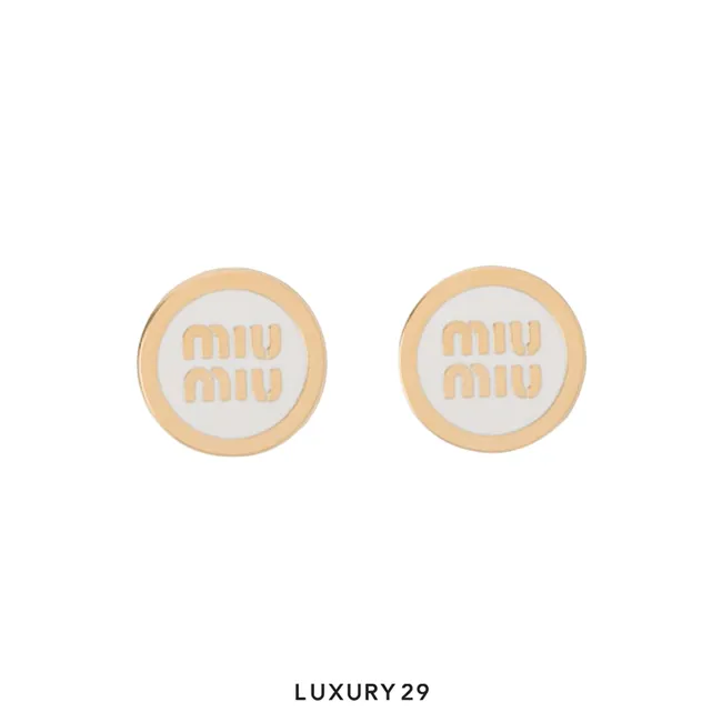 Miu Miu Enameled metal earrings Bianco