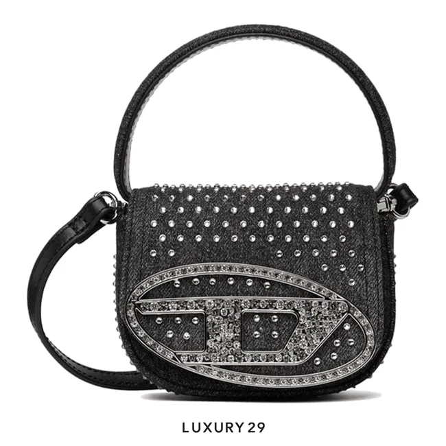 Diesel 1DR Xs-Iconic Mini Bag in Denim and Crystals Bag