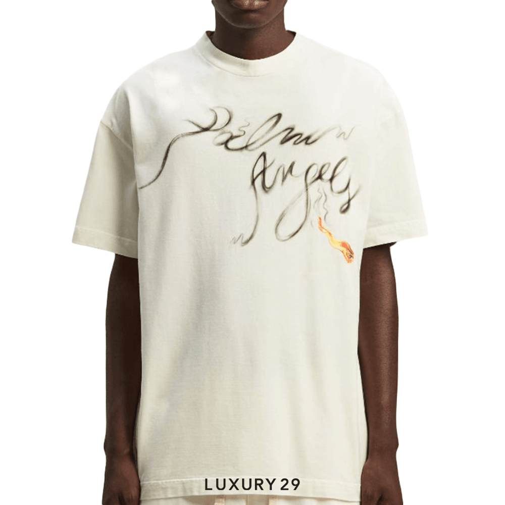 Palm Angels FOGGY PA T-SHIRT OFF WHITE BLACK(M, White)
