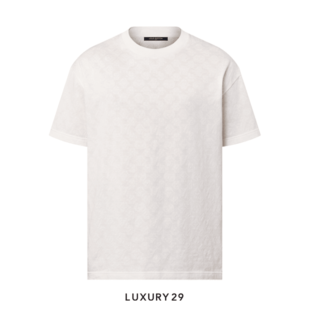 LV Monogram Fil Coupe Cotton T-Shirt(M, White)