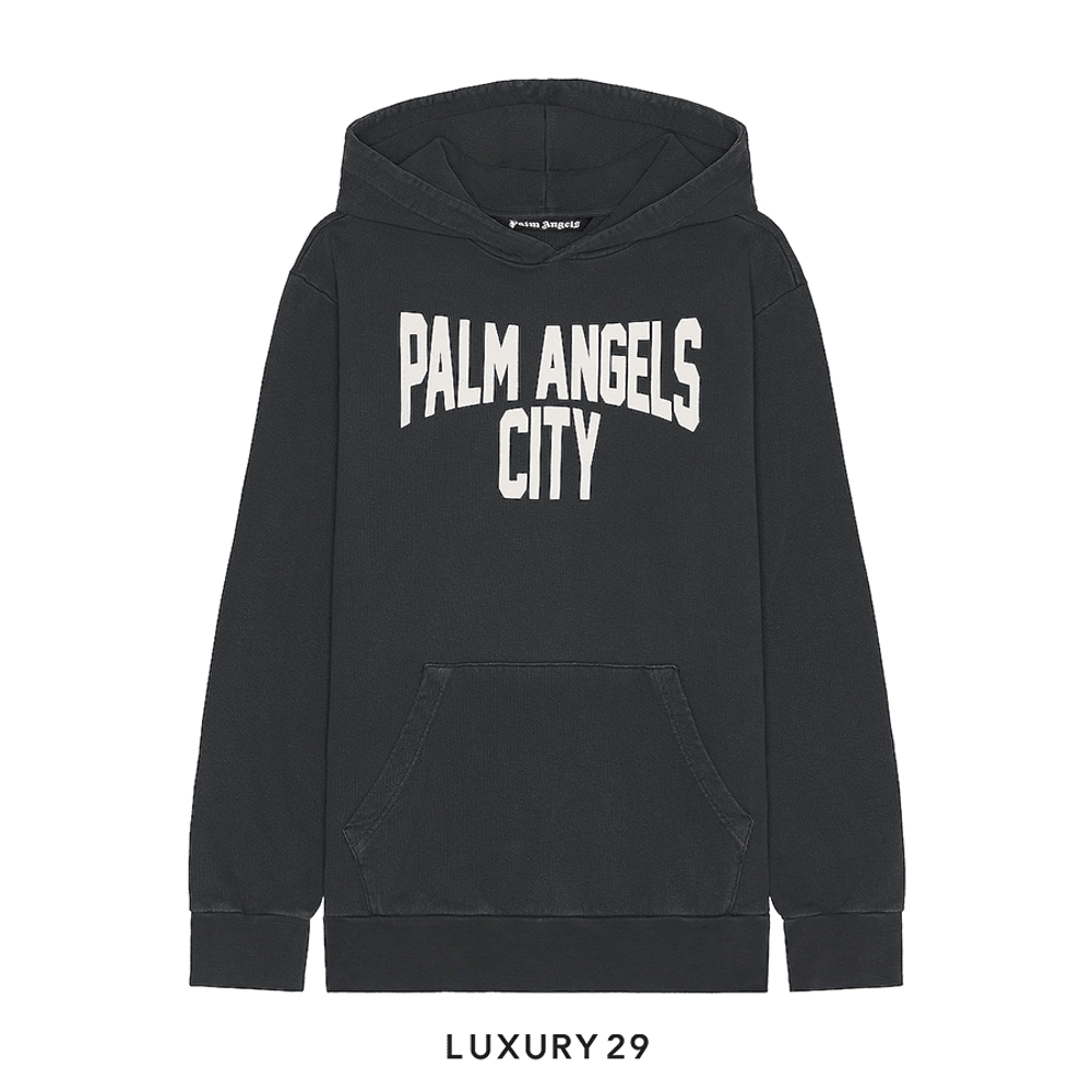 Palm Angels City Hoodie Dark Grey White(S, Grey)