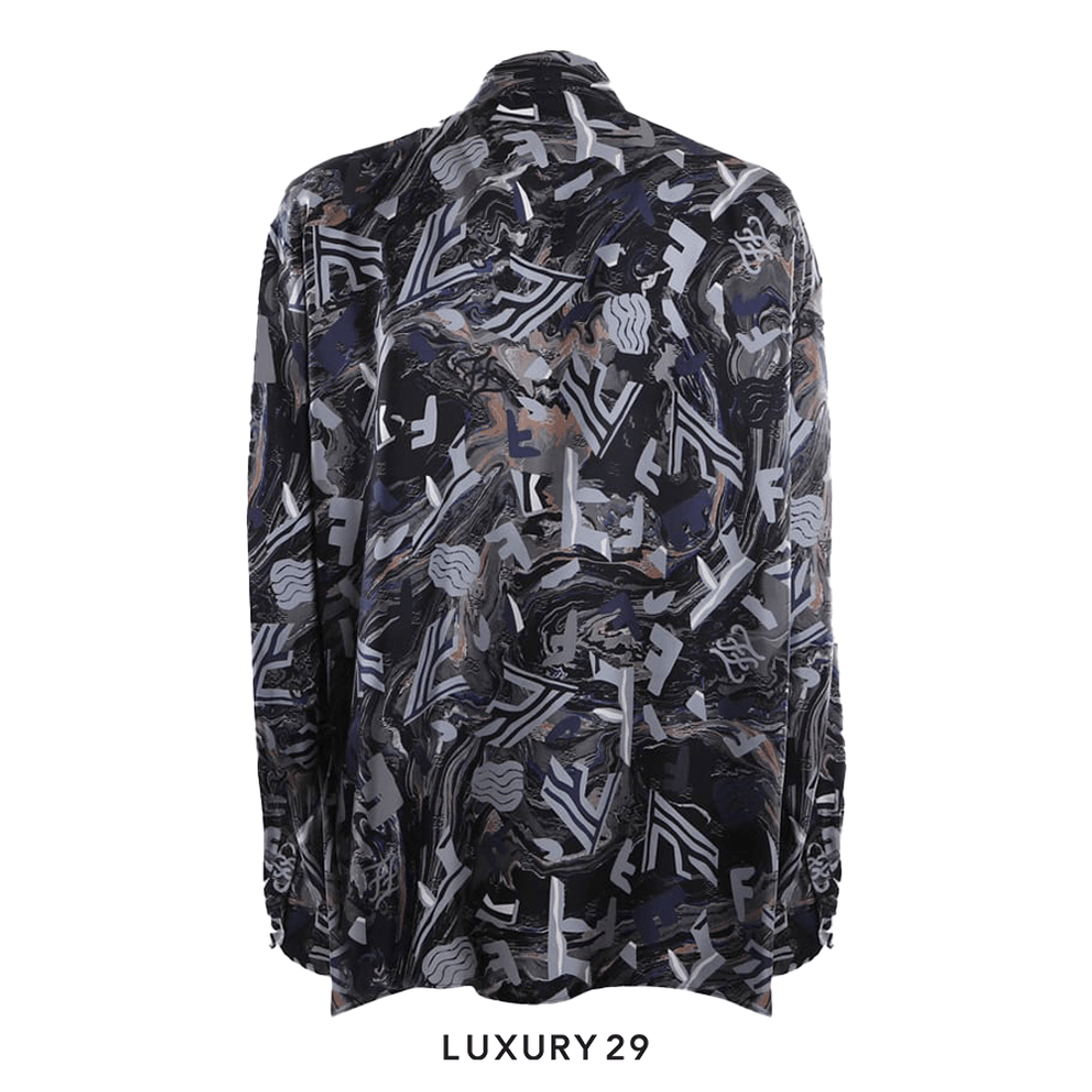 Fendi Silk Fragment Shirt(L, Black)