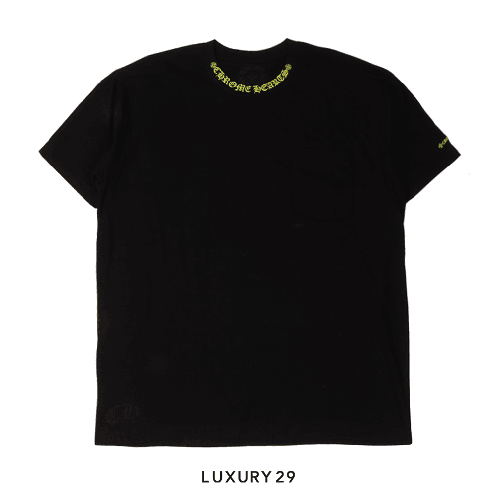 Chrome Hearts Neck Logo T-Shirt Black / Yellow(M, Black)