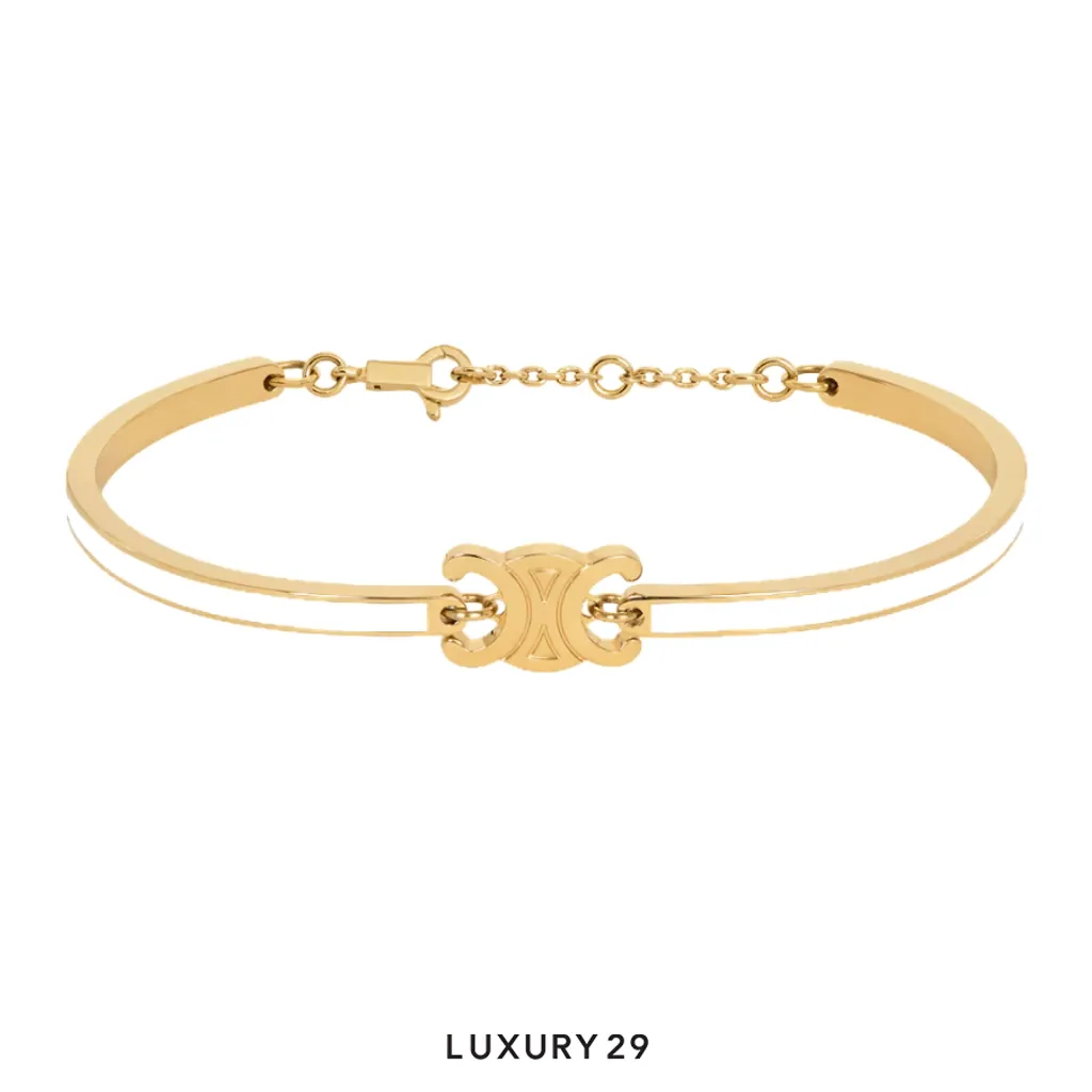 Celine Triomphe Articulated bracelet Gold/Ivory(Free Size, Gold)
