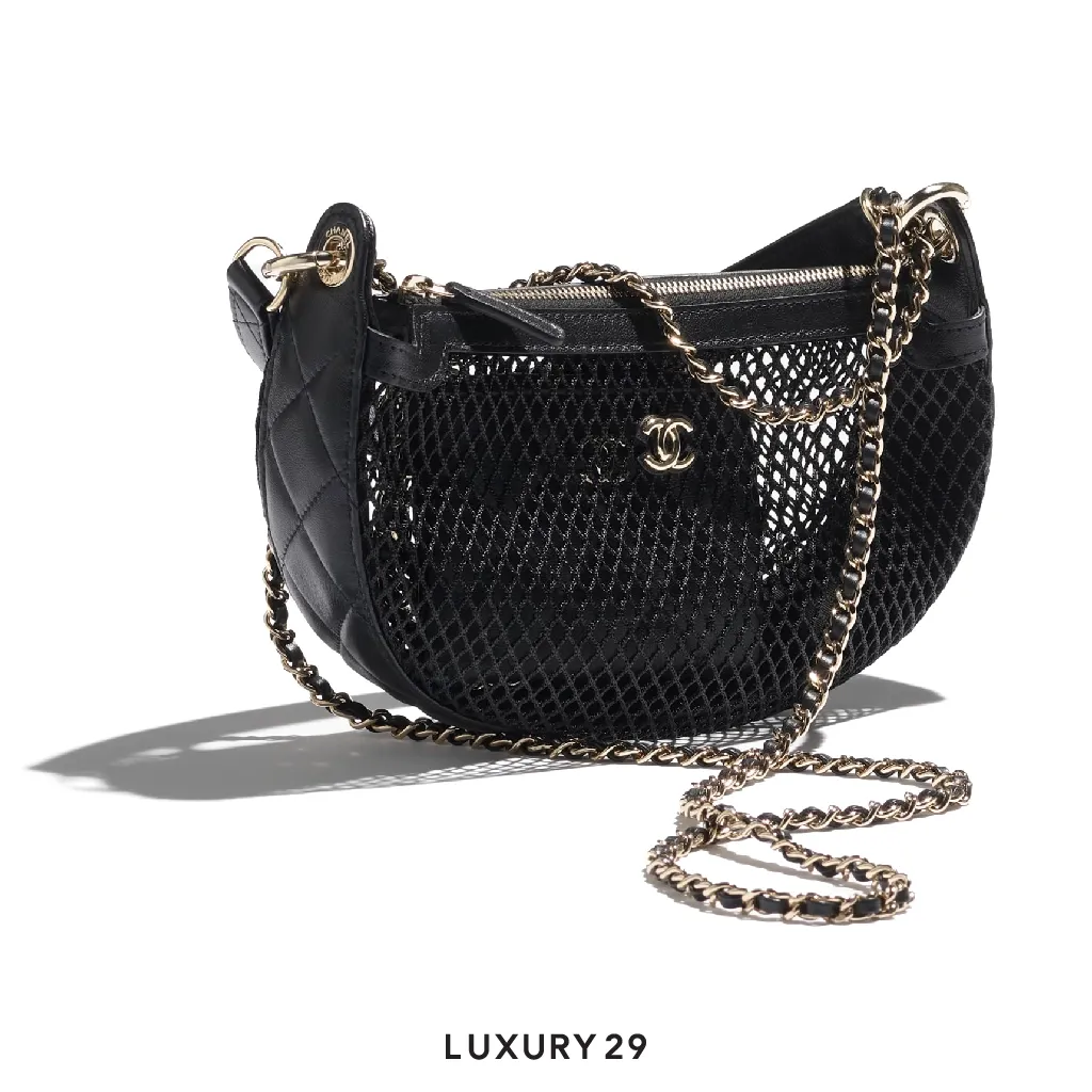Chanel Clutch With Chain Mesh Shiny Lambskin & Gold-Tone Metal Black(Small, Black)