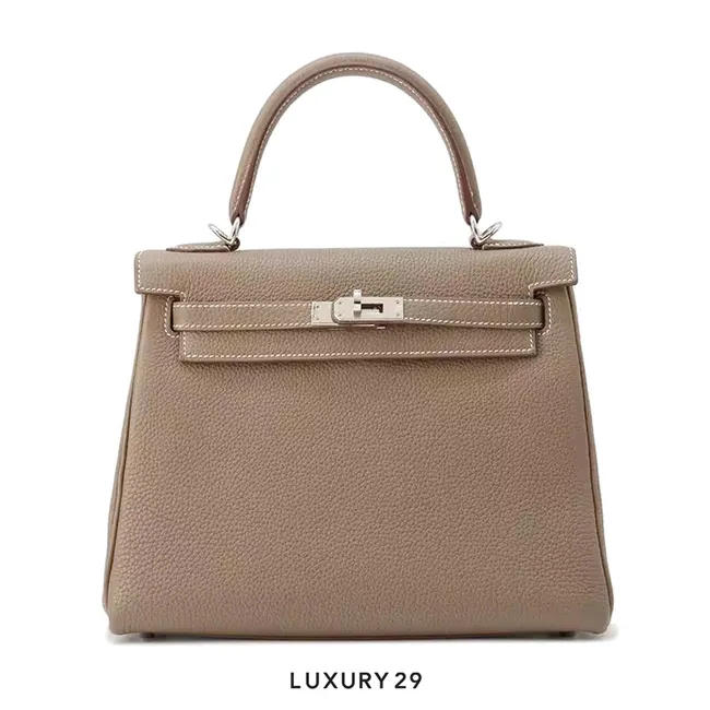 Hermes SAC Kelly 25 Togo Retourne with palladium hardware Etoupe / B Stamp  (2023)