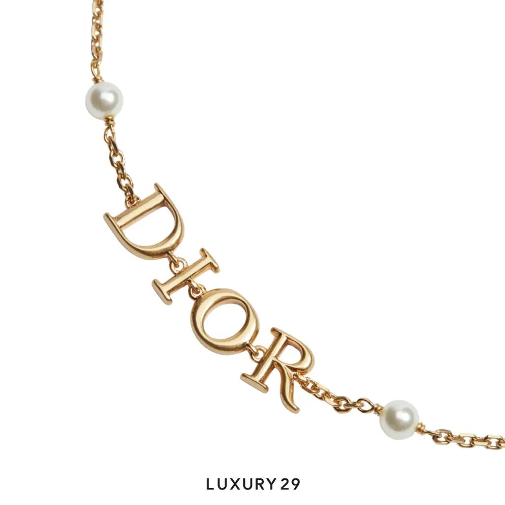 Dior Dio(r)evolution Bracelet Gold-Finish Metal and White Resin Pearls(Free Size, Gold)