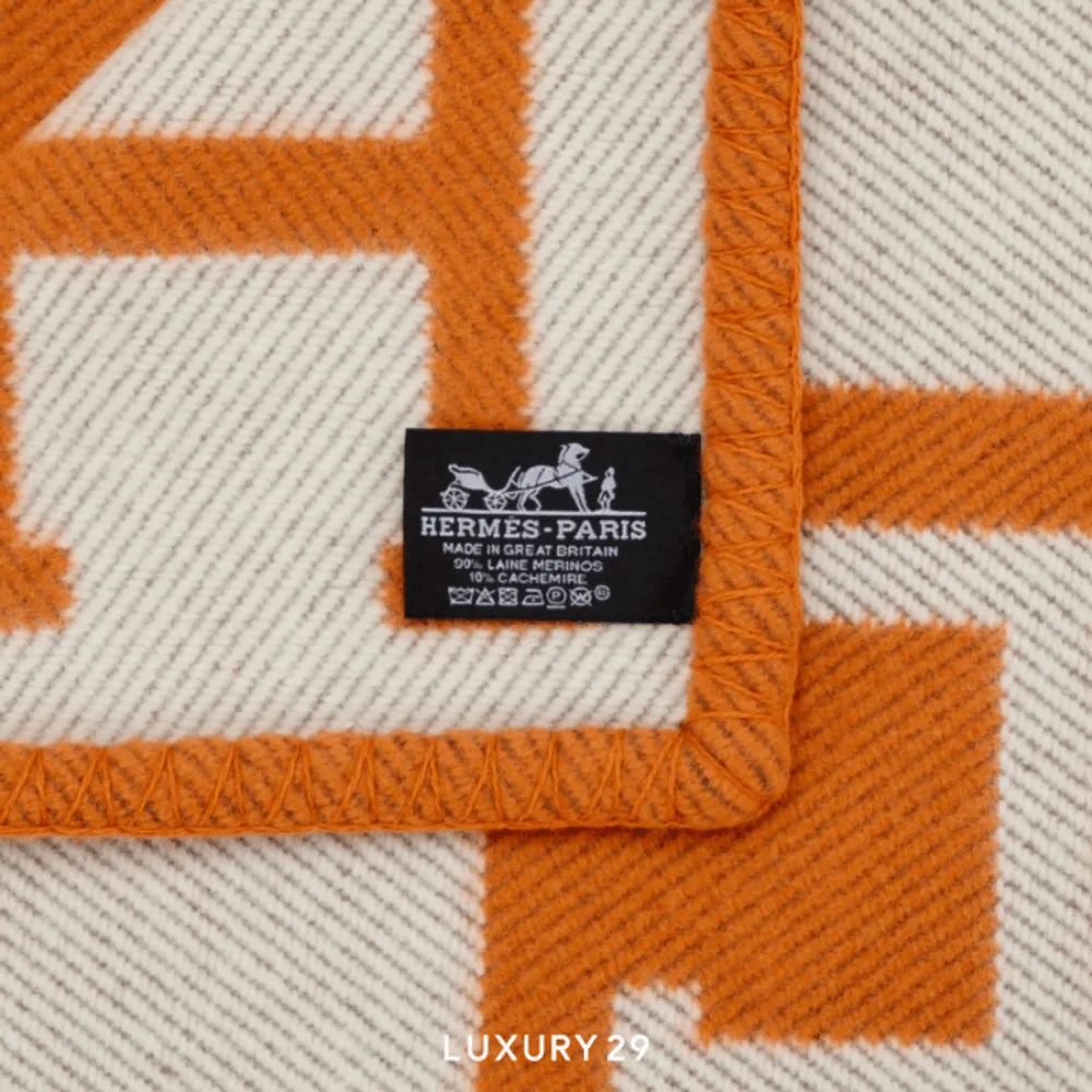 Hermes Avalon throw blanket Ecru / Potiron(Free Size, Brown)