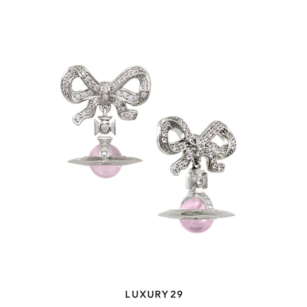 Vivienne westwood Octavie Earrings platinum pink pink cz(Free Size, Pink)