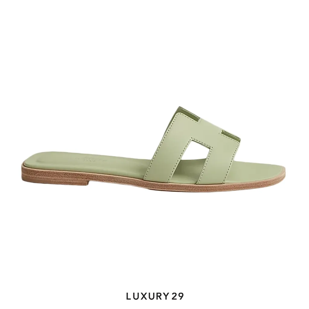 Hermes Oran Sandal Vert de mer(38, Green)