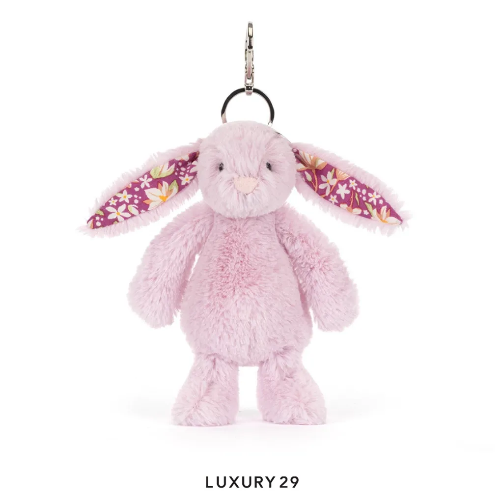 JellyCat Thistlepop Blossom Bunny Bag Charm Purple(Small, Purple)