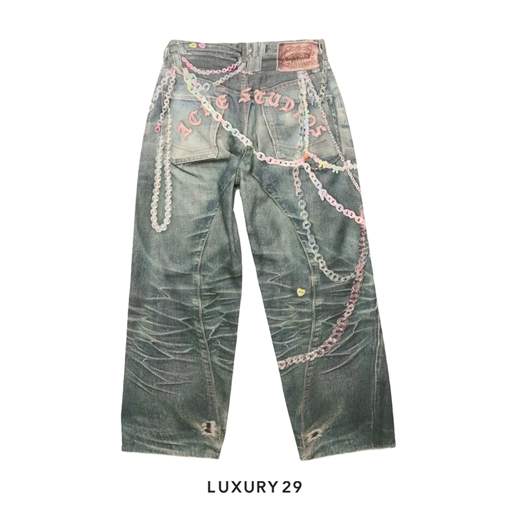Acne Studios Baggy Fit Jeans 1981M Mid Blue Wash(32, Blue)