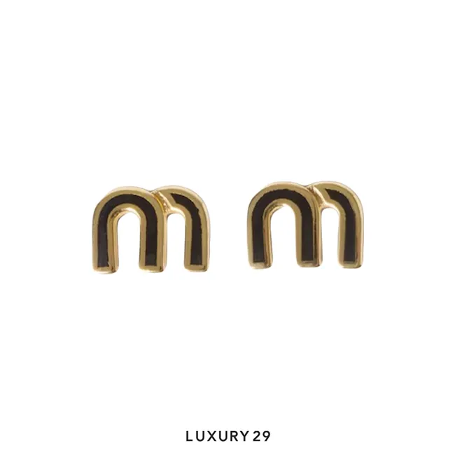 Miu Miu Enameled metal earrings Nero