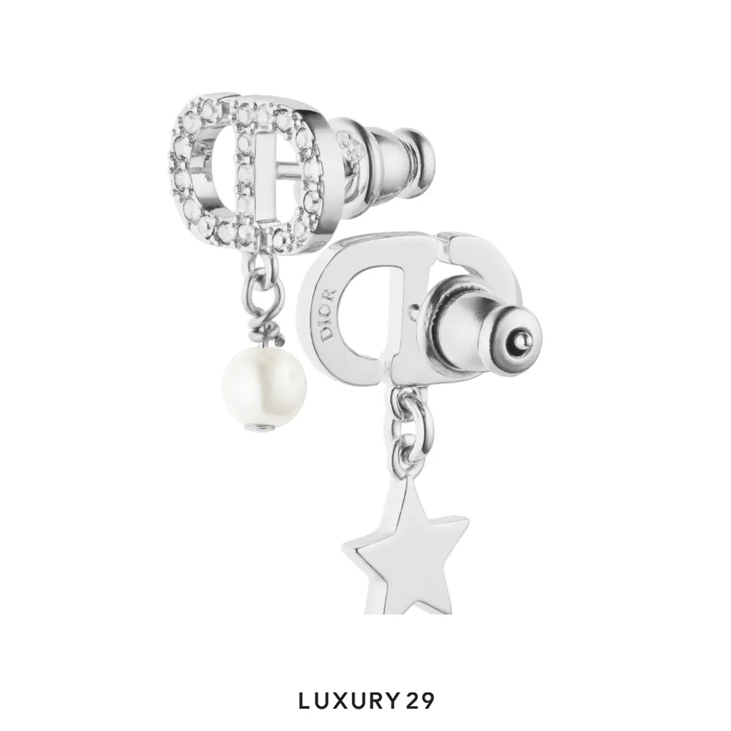 Dior Petit CD Lucky Charms Earrings Silver-Finish Metal with