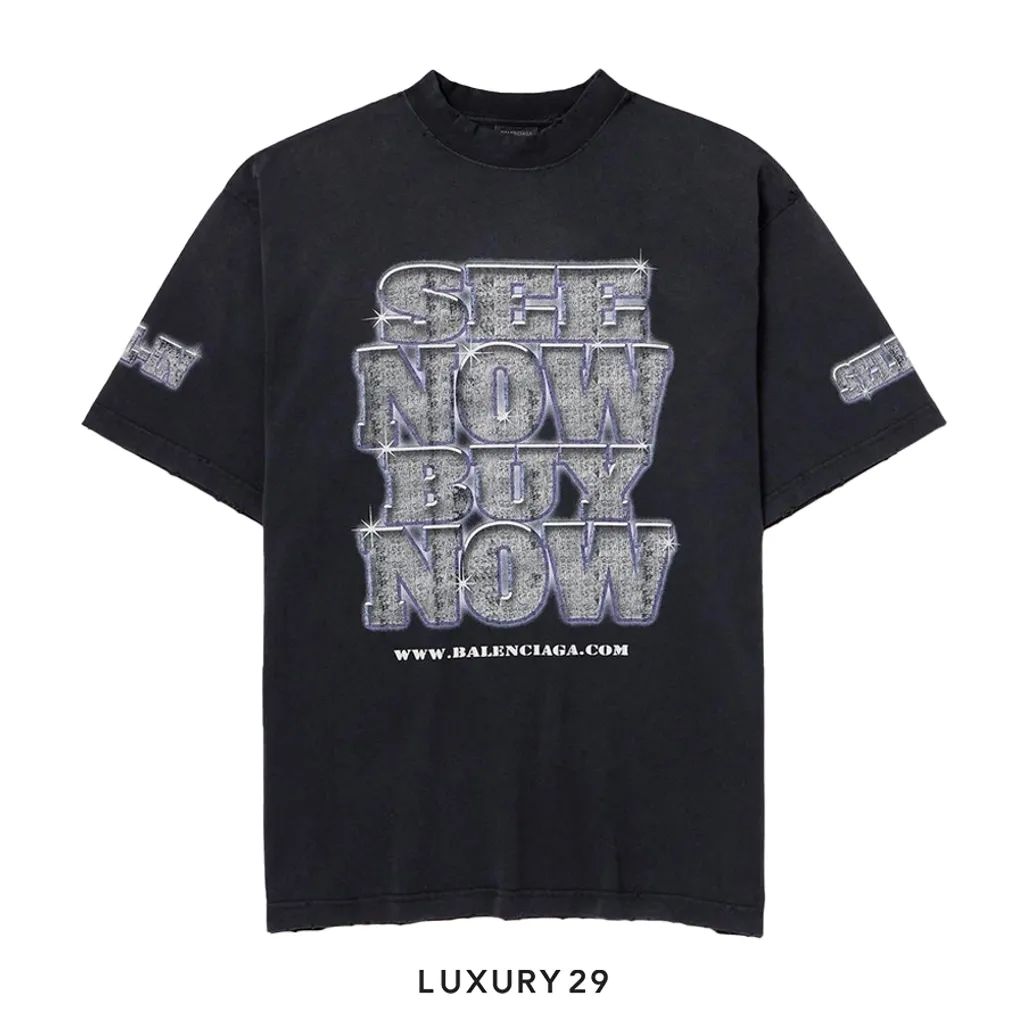 トップス 24SS BALENCIAGA LOGO PRINT L/S T-Shirt Balenciaga 24SS SEE NOW BUY NOW TEE Front Print Short Sleeve