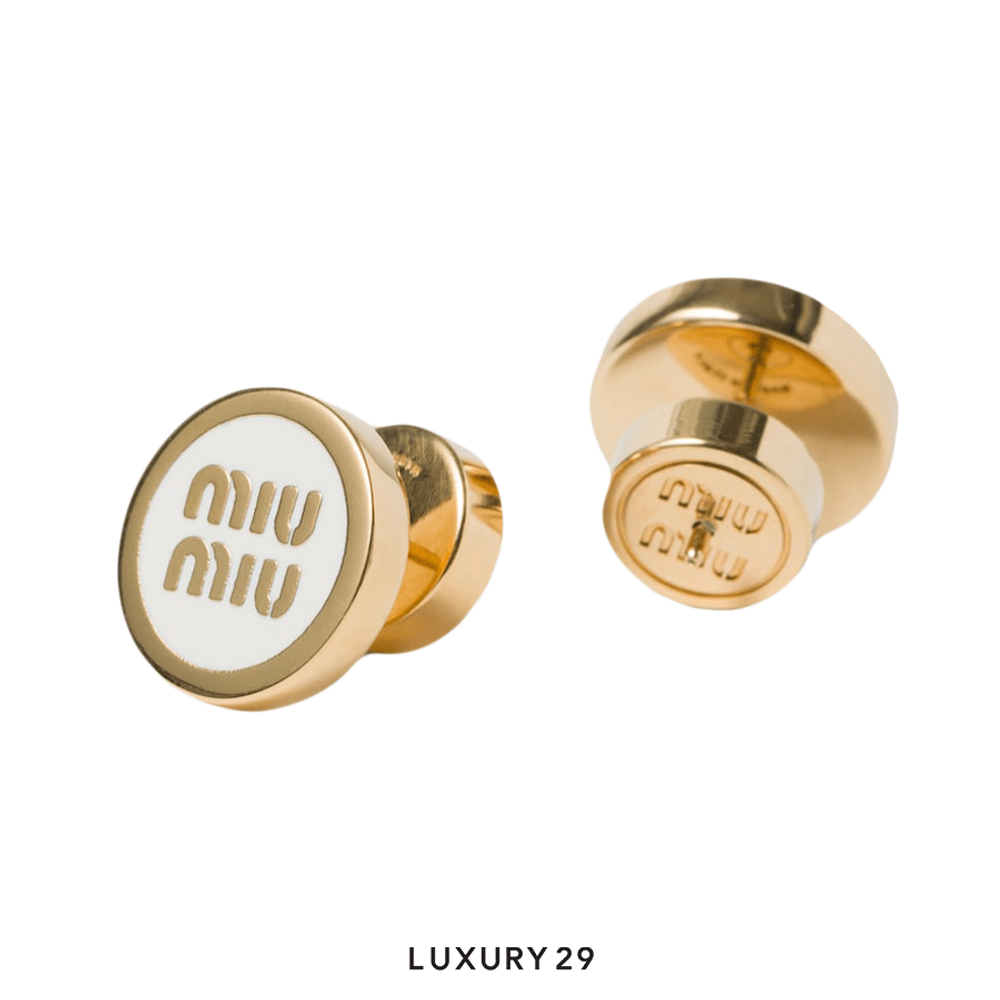 Miu Miu Enameled metal earrings Bianco(Free Size, White)