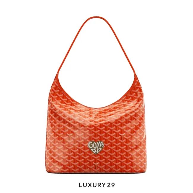 Goyard Boheme Hobo Bag Orange Hand-Painted Heart Brown
