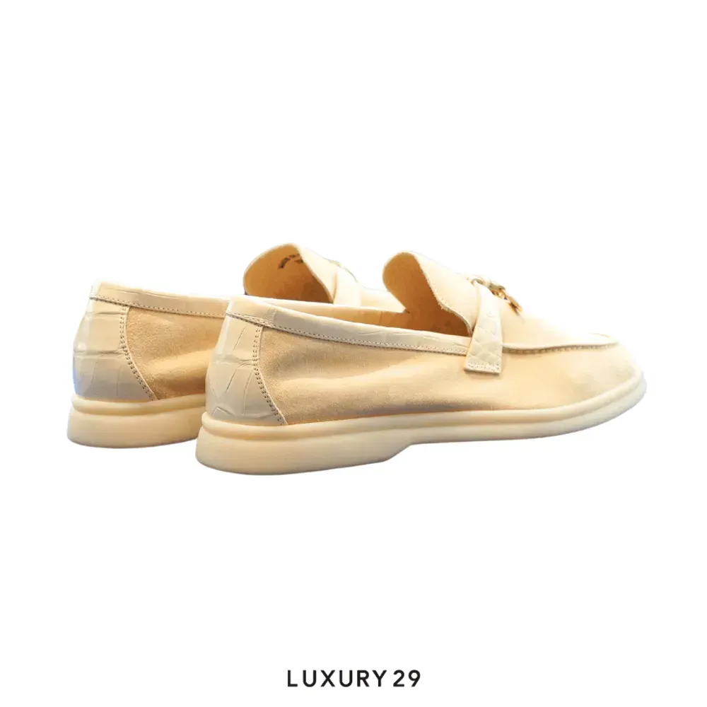 Loro Piana Summer Charms Walk Suede Lemon Merigue(37.5, Neutrals)