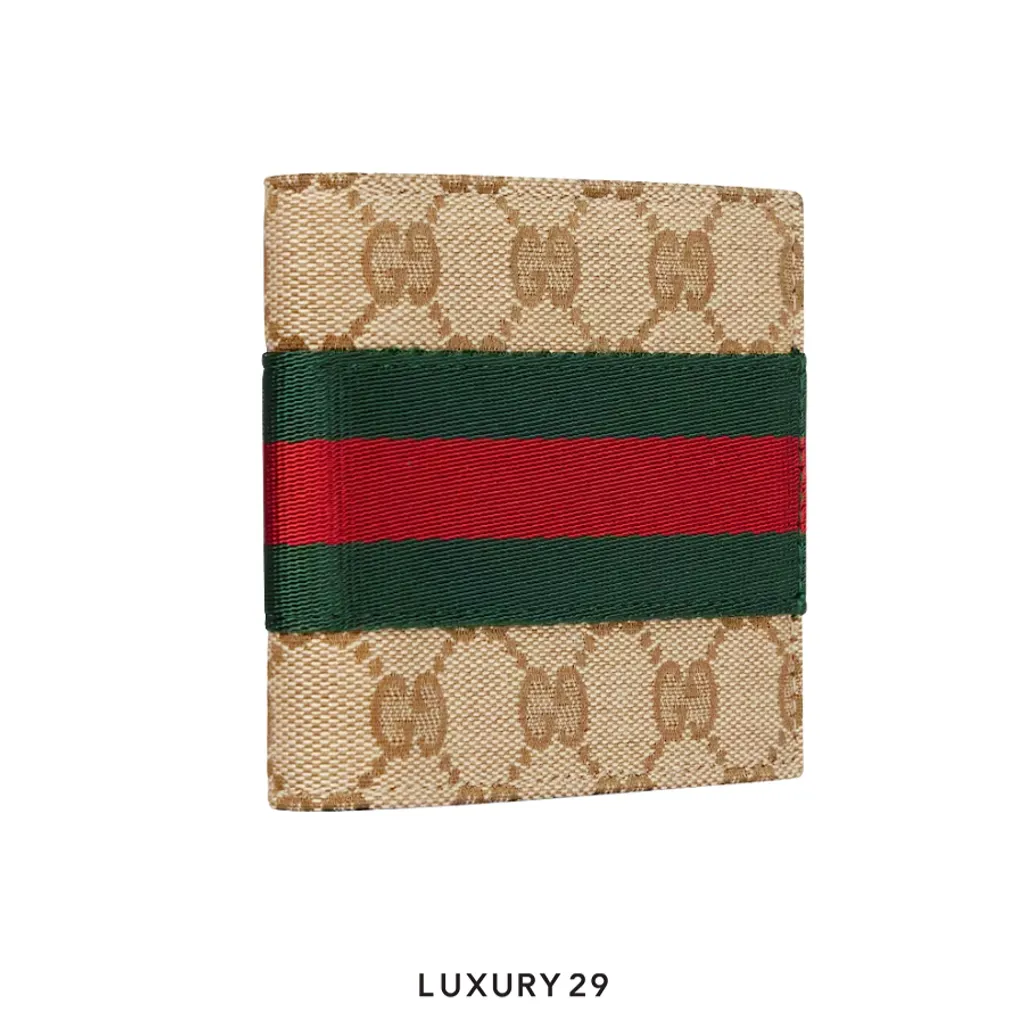 Gucci Bi-fold wallet with Web(Small, Brown)
