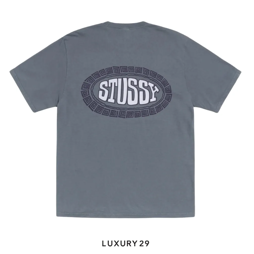 Stussy TILE OVAL TEE PIGMENT DYED Navy(S, Blue)