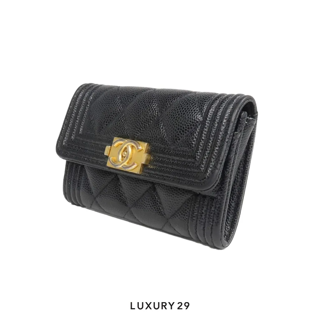 Chanel Boy CC card-holder Gold Tone(Small, Black)