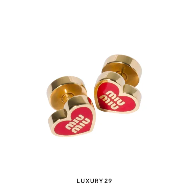 MIU MIU Metal earrings The simple heart shape Red